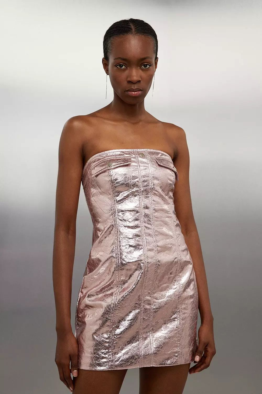 Glamorous metallic strapless outlet dress